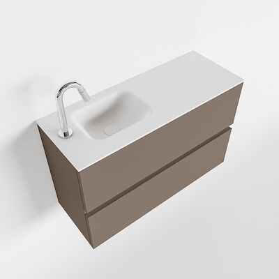 MONDIAZ ADA 80cm toiletmeubel smoke. LEX wastafel talc links 1 kraangat