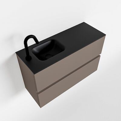 MONDIAZ ADA 80cm toiletmeubel smoke. LEX wastafel urban links 1 kraangat