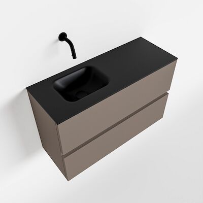 MONDIAZ ADA 80cm toiletmeubel smoke. LEX wastafel urban links zonder kraangat