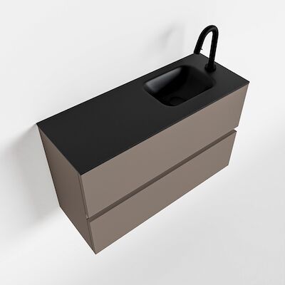 MONDIAZ ADA 80cm toiletmeubel smoke. LEX wastafel urban rechts 1 kraangat