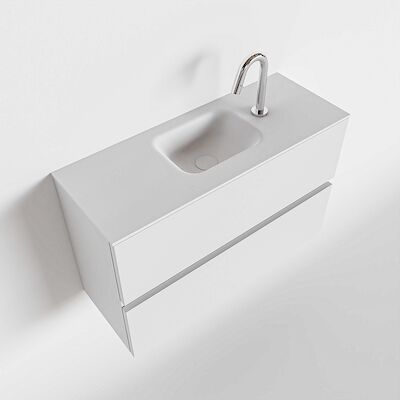 MONDIAZ ADA 80cm toiletmeubel talc. LEX wastafel talc midden 1 kraangat