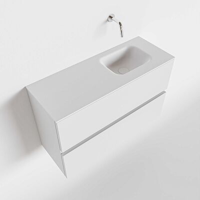 MONDIAZ ADA 80cm toiletmeubel talc. LEX wastafel talc rechts zonder kraangat