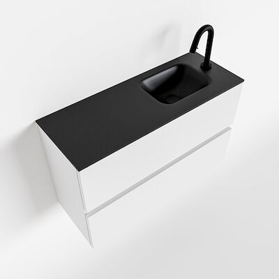 MONDIAZ ADA 80cm toiletmeubel talc. LEX wastafel urban rechts 1 kraangat