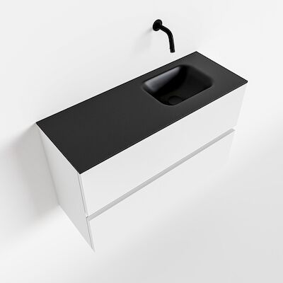 MONDIAZ ADA 80cm toiletmeubel talc. LEX wastafel urban rechts zonder kraangat