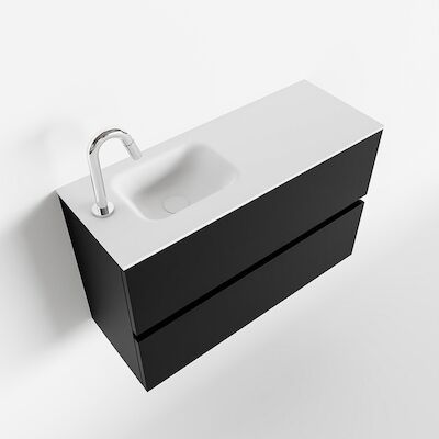 MONDIAZ ADA 80cm toiletmeubel urban. LEX wastafel talc links 1 kraangat