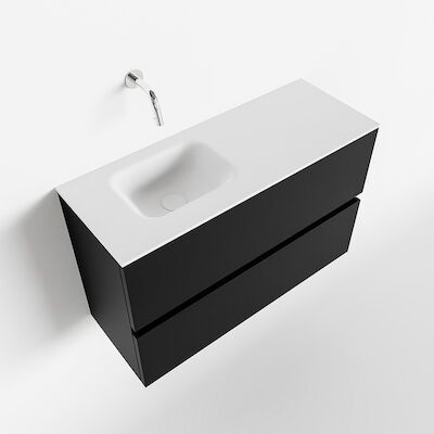 MONDIAZ ADA 80cm toiletmeubel urban. LEX wastafel talc links zonder kraangat