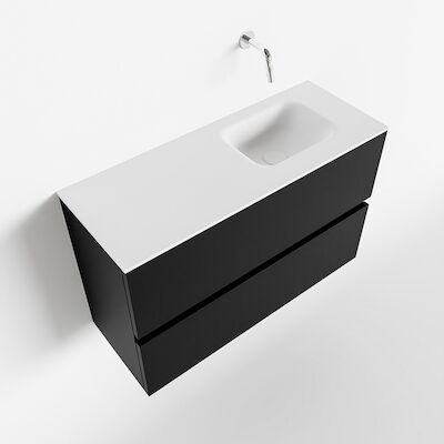 MONDIAZ ADA 80cm toiletmeubel urban. LEX wastafel talc rechts zonder kraangat