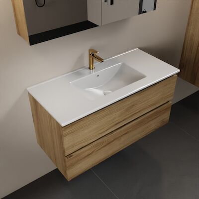 MONDIAZ AIVY 100cm badmeubel Chai, wastafel glanzend wit keramiek midden 1 kraangat met spiegelkast (M60102 – AI-M100CHMI – AI-C100CHMI)