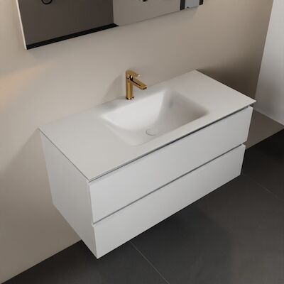 MONDIAZ AIVY 100cm badmeubel Talc, wastafel Talc solid surface midden 1 kraangat (AI-351321TALC-SI – AI-M100TAMI)