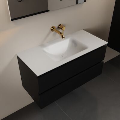 MONDIAZ AIVY 100cm badmeubel Urban, wastafel Talc solid surface midden zonder kraangat (AI-351321TALC-NO – AI-M100URMI)