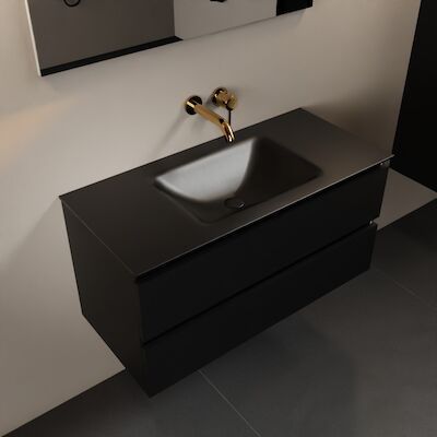 MONDIAZ AIVY 100cm badmeubel Urban, wastafel Urban solid surface midden zonder kraangat (AI-351321URBAN-NO – AI-M100URMI)