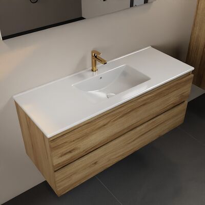 MONDIAZ AIVY 120cm badmeubel Chai, wastafel glanzend wit keramiek midden 1 kraangat met spiegel (M60103 – AI-M120CHMI – AI-S120X70)