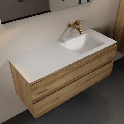 MONDIAZ AIVY 120cm badmeubel Chai, wastafel Talc solid surface rechts zonder kraangat (AI-351641TALC-NO – AI-M120CHRE)