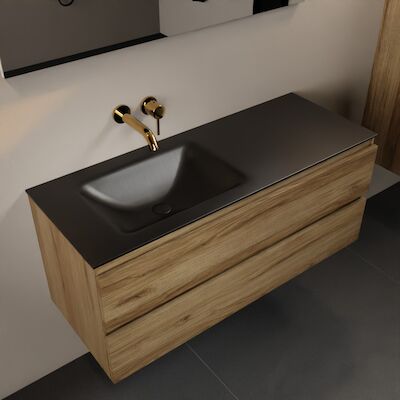 MONDIAZ AIVY 120cm badmeubel Chai, wastafel Urban solid surface links zonder kraangat (AI-351631URBAN-NO – AI-M120CHLI)