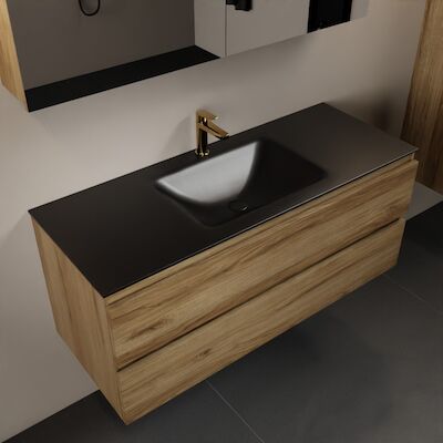 MONDIAZ AIVY 120cm badmeubel Chai, wastafel Urban solid surface midden 1 kraangat met spiegelkast (AI-351621URBAN-SI – AI-M120CHMI – AI-C120CHMI)
