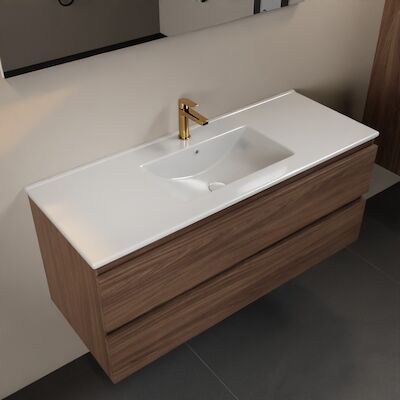 MONDIAZ AIVY 120cm badmeubel Mocha, wastafel glanzend wit keramiek midden 1 kraangat (M60103 – AI-M120MOMI)