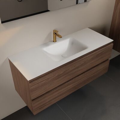 MONDIAZ AIVY 120cm badmeubel Mocha, wastafel Talc solid surface midden 1 kraangat met spiegel (AI-351621TALC-SI – AI-M120MOMI – AI-S120X70)