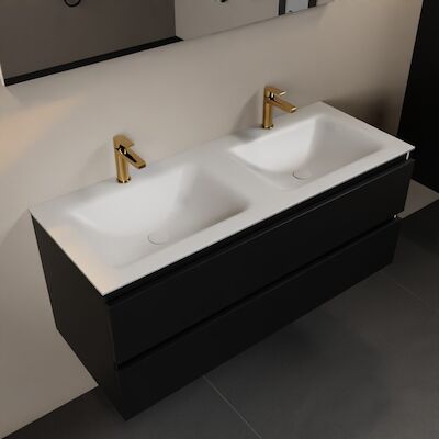 MONDIAZ AIVY 120cm badmeubel Urban, wastafel Talc solid surface dubbel 2 kraangaten (AI-351651TALC-SI – AI-M120URDU)