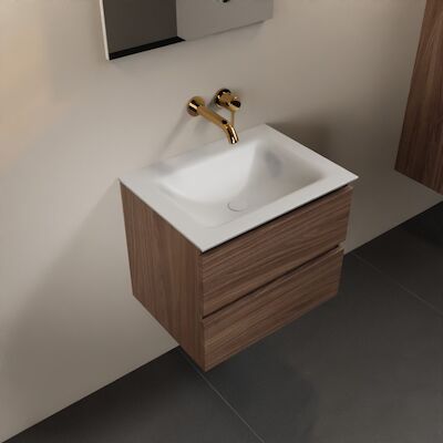 MONDIAZ AIVY 60cm badmeubel Mocha, wastafel Talc solid surface midden zonder kraangat (AI-351111TALC-NO – AI-M60MOMI)