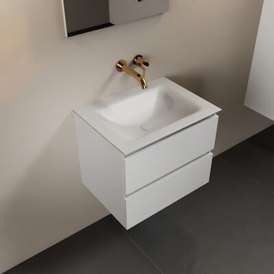 MONDIAZ AIVY 60cm badmeubel Talc, wastafel Talc solid surface midden zonder kraangat (AI-351111TALC-NO – AI-M60TAMI)