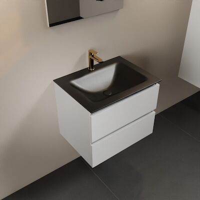 MONDIAZ AIVY 60cm badmeubel Talc, wastafel Urban solid surface midden 1 kraangat (AI-351111URBAN-SI – AI-M60TAMI)