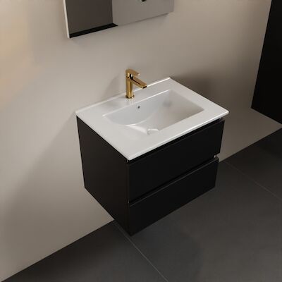 MONDIAZ AIVY 60cm badmeubel Urban, wastafel glanzend wit keramiek midden 1 kraangat met spiegel (M60100 – AI-M60URMI – AI-S60X70)