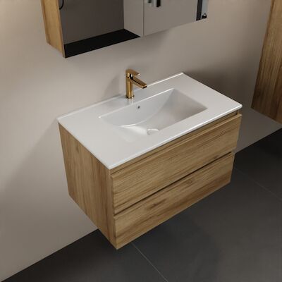 MONDIAZ AIVY 80cm badmeubel Chai, wastafel glanzend wit keramiek midden 1 kraangat met spiegelkast (M60101 – AI-M80CHMI – AI-C80CHMI)