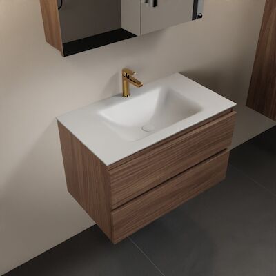 MONDIAZ AIVY 80cm badmeubel Mocha, wastafel Talc solid surface midden 1 kraangat met spiegelkast (AI-351171TALC-SI – AI-M80MOMI – AI-C80MOMI)