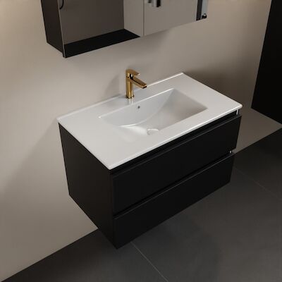 MONDIAZ AIVY 80cm badmeubel Urban, wastafel glanzend wit keramiek midden 1 kraangat met spiegelkast (M60101 – AI-M80URMI – AI-C80URMI)