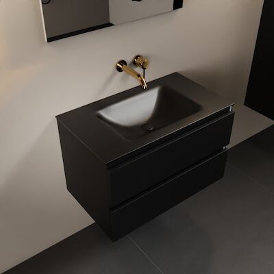 MONDIAZ AIVY 80cm badmeubel Urban, wastafel Urban solid surface midden zonder kraangat met spiegel (AI-351171URBAN-NO – AI-M80URMI – AI-S80X70)