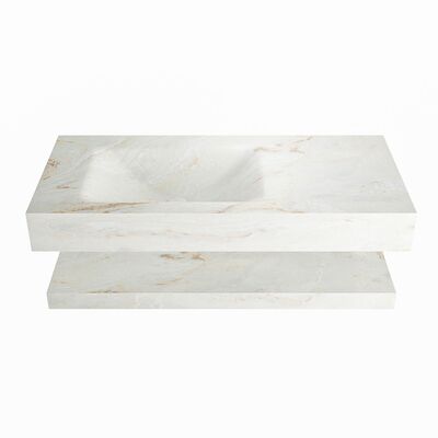 MONDIAZ ALAN-DLUX 100cm planchet Frappe. Vrijhangende wastafel CLOUD links 1 kraangat, kleur Frappe.