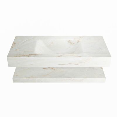 MONDIAZ ALAN-DLUX 100cm planchet Frappe. Vrijhangende wastafel CLOUD midden 1 kraangat, kleur Frappe.