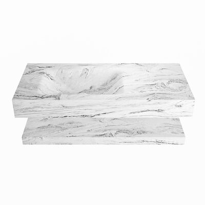 MONDIAZ ALAN-DLUX 100cm planchet Glace. Vrijhangende wastafel CLOUD links 1 kraangat, kleur Glace.