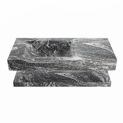 MONDIAZ ALAN-DLUX 100cm planchet Lava. Vrijhangende wastafel CLOUD links 1 kraangat, kleur Lava.