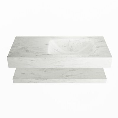 MONDIAZ ALAN-DLUX 100cm planchet Opalo. Vrijhangende wastafel CLOUD rechts zonder kraangat, kleur Opalo.