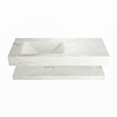MONDIAZ ALAN-DLUX 110cm planchet Frappe. Vrijhangende wastafel CLOUD links zonder kraangat, kleur Frappe.