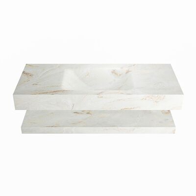 MONDIAZ ALAN-DLUX 110cm planchet Frappe. Vrijhangende wastafel CLOUD midden zonder kraangat, kleur Frappe.