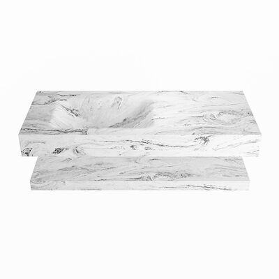 MONDIAZ ALAN-DLUX 110cm planchet Glace. Vrijhangende wastafel CLOUD links zonder kraangat, kleur Glace.