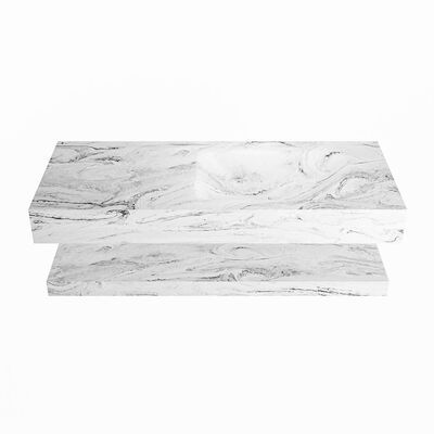 MONDIAZ ALAN-DLUX 110cm planchet Glace. Vrijhangende wastafel CLOUD rechts 1 kraangat, kleur Glace.