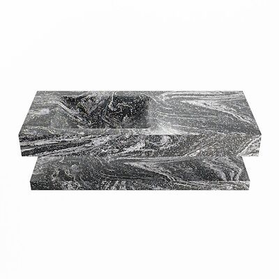 MONDIAZ ALAN-DLUX 110cm planchet Lava. Vrijhangende wastafel CLOUD links zonder kraangat, kleur Lava.