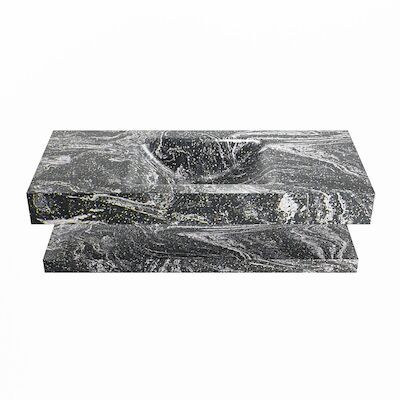 MONDIAZ ALAN-DLUX 110cm planchet Lava. Vrijhangende wastafel CLOUD midden 1 kraangat, kleur Lava.