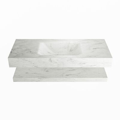 MONDIAZ ALAN-DLUX 110cm planchet Opalo. Vrijhangende wastafel CLOUD midden 1 kraangat, kleur Opalo.