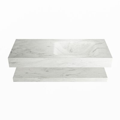 MONDIAZ ALAN-DLUX 110cm planchet Opalo. Vrijhangende wastafel CLOUD rechts 1 kraangat, kleur Opalo.