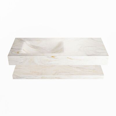 MONDIAZ ALAN-DLUX 110cm planchet Ostra. Vrijhangende wastafel CLOUD links 1 kraangat, kleur Ostra.