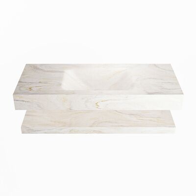 MONDIAZ ALAN-DLUX 110cm planchet Ostra. Vrijhangende wastafel CLOUD midden zonder kraangat, kleur Ostra.