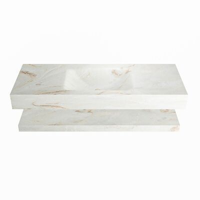 MONDIAZ ALAN-DLUX 120cm planchet Frappe. Vrijhangende wastafel CLOUD midden 1 kraangat, kleur Frappe.