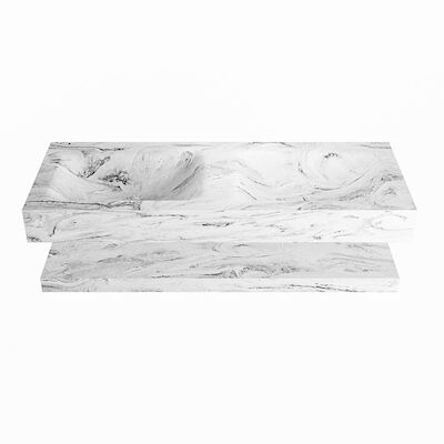 MONDIAZ ALAN-DLUX 120cm planchet Glace. Vrijhangende wastafel CLOUD dubbel 2 kraangaten, kleur Glace.