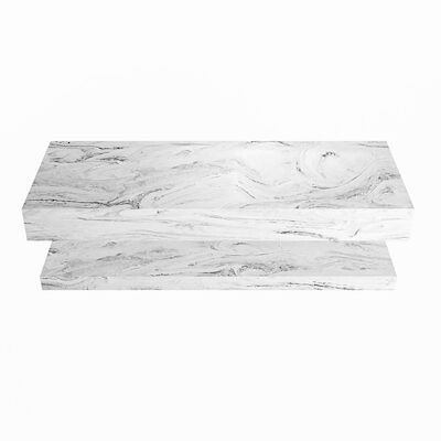 MONDIAZ ALAN-DLUX 120cm planchet Glace. Vrijhangende wastafel CLOUD rechts 1 kraangat, kleur Glace.