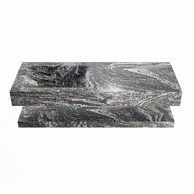 MONDIAZ ALAN-DLUX 120cm planchet Lava. Vrijhangende wastafel CLOUD links zonder kraangat, kleur Lava.