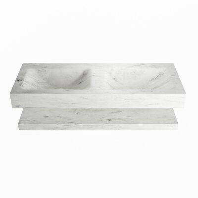 MONDIAZ ALAN-DLUX 120cm planchet Opalo. Vrijhangende wastafel CLOUD dubbel zonder kraangat, kleur Opalo.